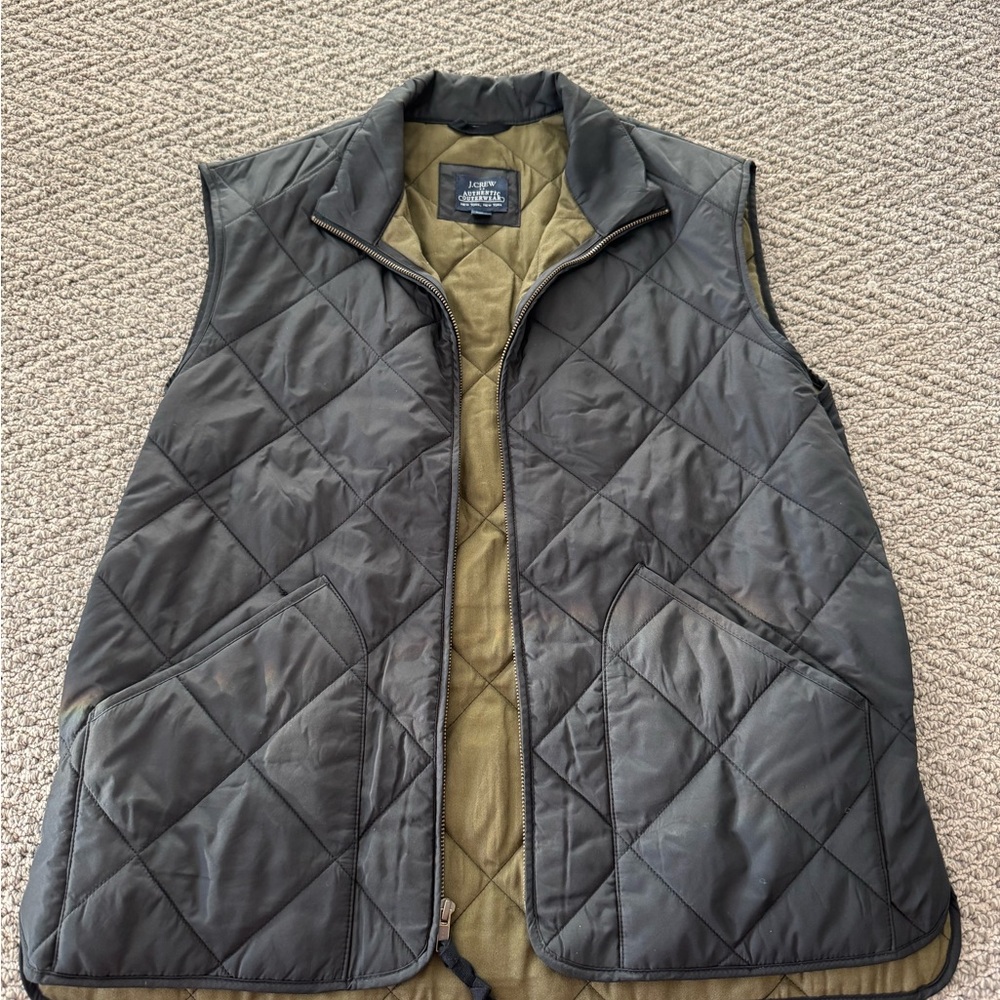 J Crew Black and Army Green Quilted Vest